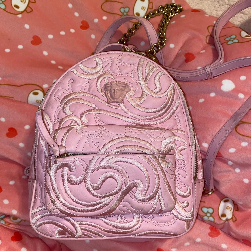 Versace Pink Palazzo Embroidered backpack